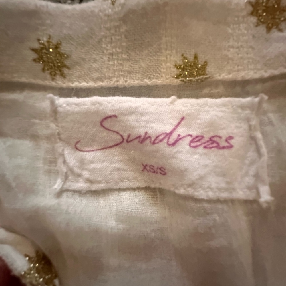 White Mini Dress with Gold Dot Print and Tie Waist - Picture 2 of 2